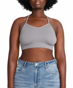 SteveMadden THE ELLA MESH BRALETTE GREY + WOMEN'S CLOTHING
