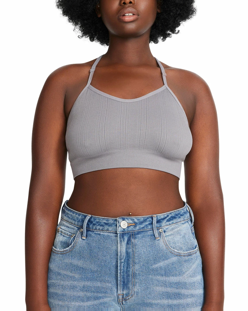 SteveMadden THE ELLA MESH BRALETTE GREY + WOMEN'S CLOTHING