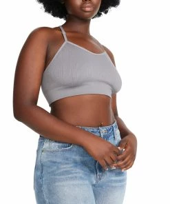 SteveMadden THE ELLA MESH BRALETTE GREY + WOMEN'S CLOTHING