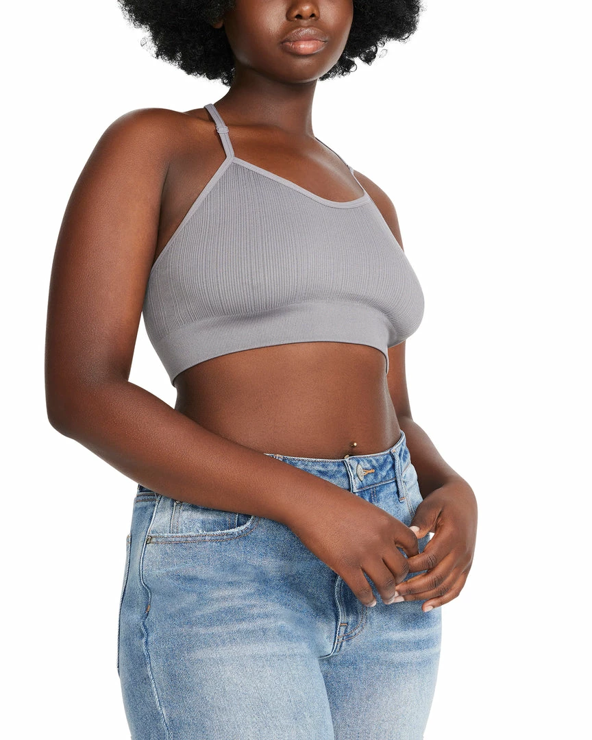 SteveMadden THE ELLA MESH BRALETTE GREY + WOMEN'S CLOTHING