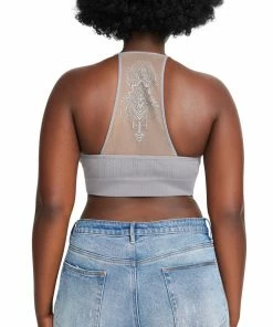 SteveMadden THE ELLA MESH BRALETTE GREY + WOMEN'S CLOTHING