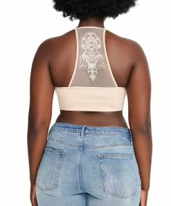 SteveMadden WOMEN'S CLOTHING THE ELLA MESH BRALETTE TAN +