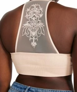 SteveMadden WOMEN'S CLOTHING THE ELLA MESH BRALETTE TAN +