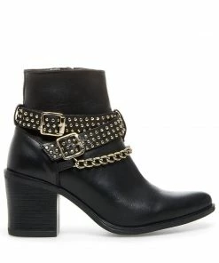 SteveMadden WOMEN’S SHOES PAZA BLACK LEATHER