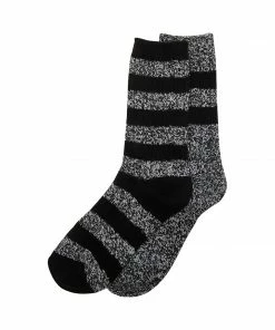 SteveMadden DUAL STRIPE CREW SOCKS BLACK MULTI