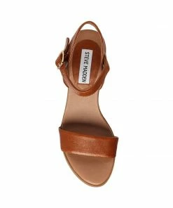 SteveMadden WOMEN’S SHOES APRIL COGNAC LEATHER