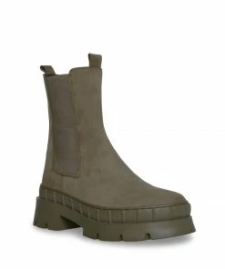 SteveMadden WOMEN’S SHOES BARCLAY GREEN LEATHER