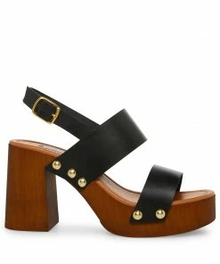 STEVEMADDEN NEW & NOW DOTTIE BLACK LEATHER