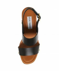 STEVEMADDEN NEW & NOW DOTTIE BLACK LEATHER