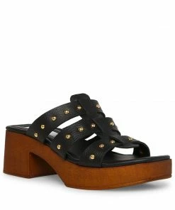 STEVEMADDEN WOMEN’S SHOES FIONA BLACK LEATHER