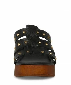 STEVEMADDEN WOMEN’S SHOES FIONA BLACK LEATHER