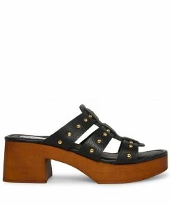 STEVEMADDEN WOMEN’S SHOES FIONA BLACK LEATHER