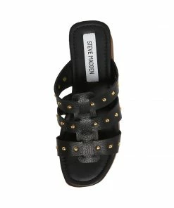 STEVEMADDEN WOMEN’S SHOES FIONA BLACK LEATHER