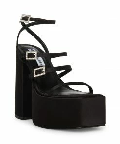 STEVEMADDEN NEW & NOW GIA BLACK SATIN