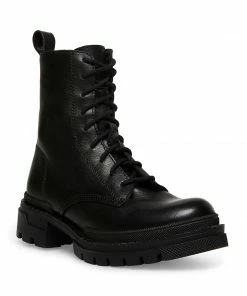 SteveMadden JAMISYN BLACK LEATHER WOMEN’S SHOES