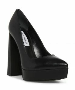 STEVEMADDEN JASMINE BLACK LEATHER WOMEN’S SHOES