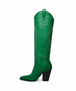 STEVEMADDEN WOMEN’S SHOES LASSO GREEN LEATHER