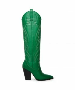 STEVEMADDEN WOMEN’S SHOES LASSO GREEN LEATHER