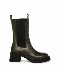 STEVEMADDEN MAREN DARK GREY LEATHER NEW & NOW