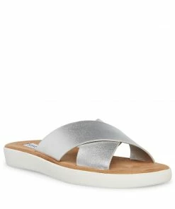 SteveMadden WOMEN’S SHOES PERCY SILVER LEATHER