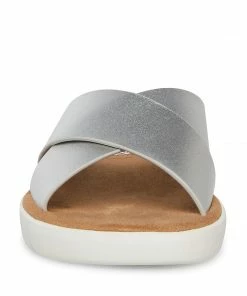 SteveMadden WOMEN’S SHOES PERCY SILVER LEATHER