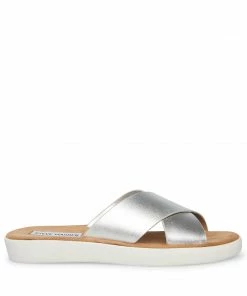 SteveMadden WOMEN’S SHOES PERCY SILVER LEATHER