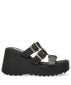 STEVEMADDEN PIERCE BLACK LEATHER WOMEN’S SHOES