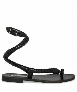 STEVEMADDEN SCALES BLACK SNAKE WOMEN’S SHOES