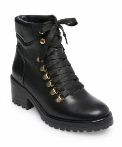 SteveMadden WOMEN’S SHOES GALWAY BLACK LEATHER