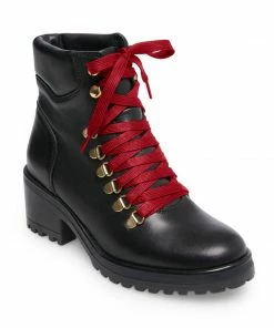 SteveMadden WOMEN’S SHOES GALWAY BLACK LEATHER