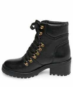 SteveMadden WOMEN’S SHOES GALWAY BLACK LEATHER