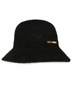 STEVEMADDEN MOLDED POLY YARN BUCKET HAT BLACK ACCESSORIES