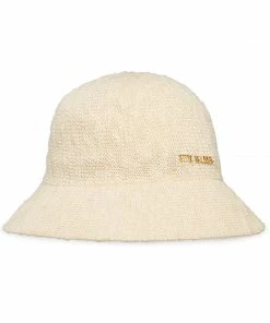 STEVEMADDEN MOLDED POLY YARN BUCKET HAT CREAM ACCESSORIES