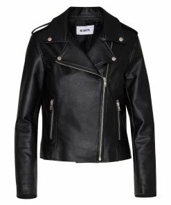 SteveMadden WOMEN'S CLOTHING JUST RIDE VEGAN LEATHER JACKET BLACK