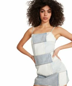 STEVEMADDEN DENIM PATCHWORK DRESS NEW & NOW