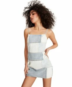 STEVEMADDEN DENIM PATCHWORK DRESS NEW & NOW