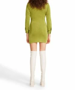 Recurate LONG SLEEVE BUTTON UP DRESS LIME - SM REBOOTED