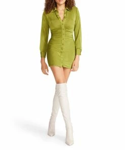Recurate LONG SLEEVE BUTTON UP DRESS LIME - SM REBOOTED