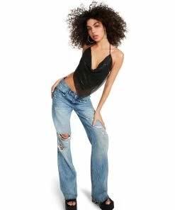 SteveMadden BARELY THERE RHINESTONE HALTER BLACK