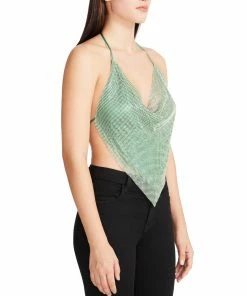 SteveMadden BARELY THERE RHINESTONE HALTER GREEN Rhinestones