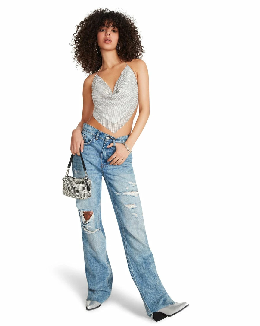 SteveMadden Shop All BARELY THERE RHINESTONE HALTER SILVER