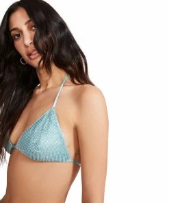 STEVEMADDEN RHINESTONE BIKINI TOP BLUE WOMEN'S CLOTHING