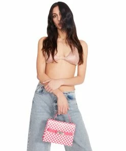 STEVEMADDEN RHINESTONE BIKINI TOP PINK