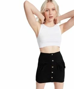 SteveMadden WESTWORLD FRINGE SKIRT BLACK