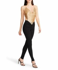 SteveMadden BARELY THERE METAL HALTER TOP GOLD Rhinestones