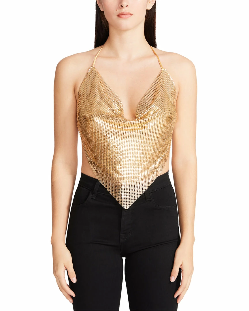 SteveMadden BARELY THERE METAL HALTER TOP GOLD Rhinestones