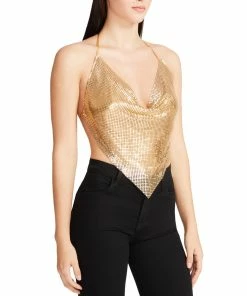 SteveMadden BARELY THERE METAL HALTER TOP GOLD Rhinestones