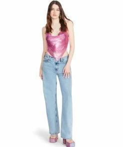 SteveMadden BARELY THERE METAL HALTER TOP PINK