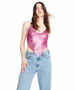 SteveMadden BARELY THERE METAL HALTER TOP PINK