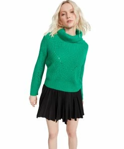SteveMadden WOMEN'S CLOTHING CROSS BACK TURTLENECK SWEATER GREEN
